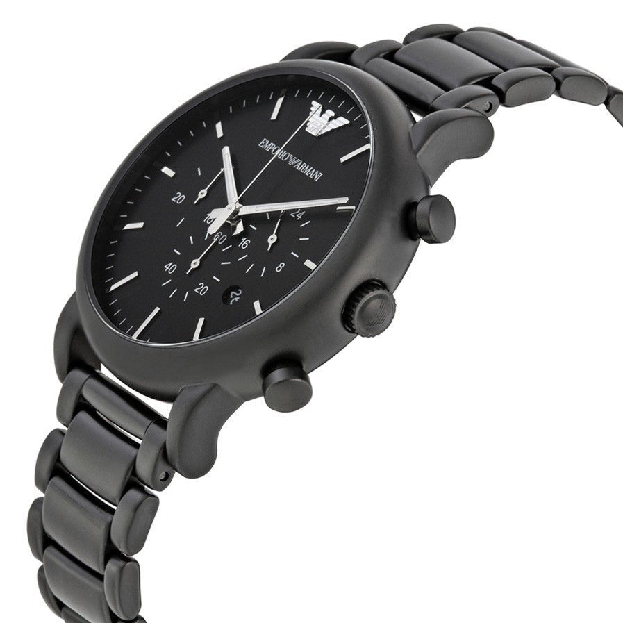  Shop Authentic Emporio Armani Luigi Chronograph Black Dial Black Stainless Steel Watch For Men - AR1895 - Luxxuri
