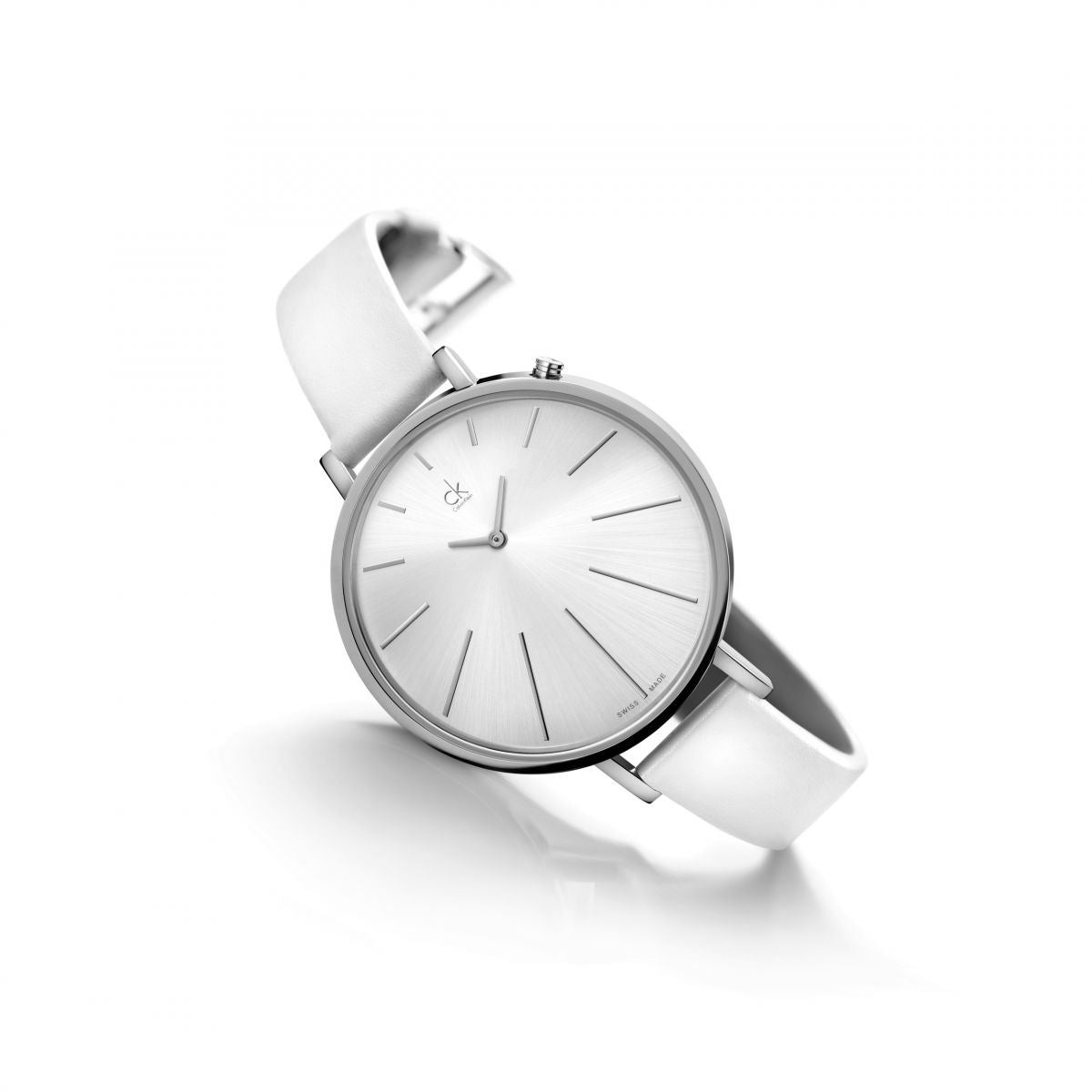  Shop Authentic Calvin Klein Equal White Dial White Leather Strap Watch for Women - K3E231L6 - Luxxuri