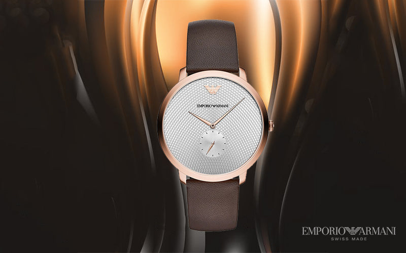  Shop Authentic Emporio Armani Modern Slim Analog Silver Dial Brown Leather Strap Watch For Men - AR11163 - Luxxuri