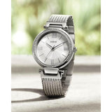  Shop Authentic Guess Soho Silver DIal Stainless Steel Mesh Bracelet Watch For Women - W0638L1 - Luxxuri