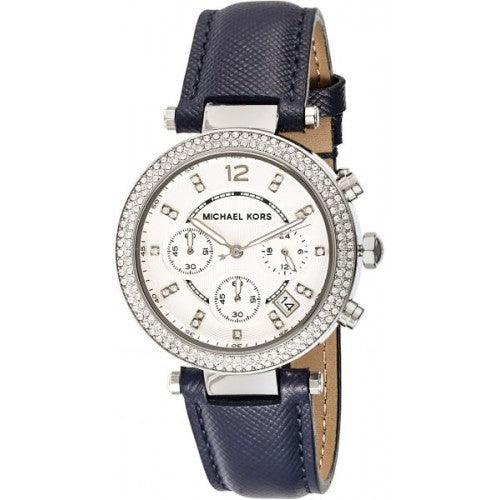  Shop Authentic Michael Kors Parker White Dial Navy Blue Leather Strap Watch for Women - MK2293 - Luxxuri