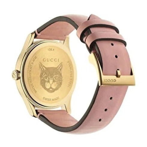  Shop Authentic Gucci G Timeless Quartz Mother of Pearl Dial Pink Leather Strap Watch For Women -  YA1264132 - Luxxuri