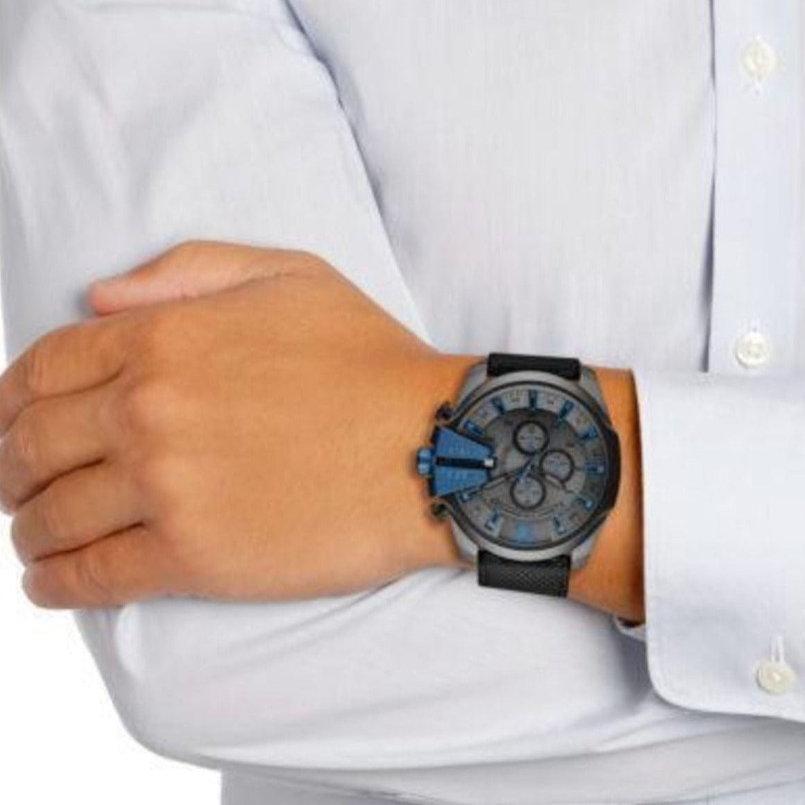  Shop Authentic Diesel Mega Chief Chronograph Black Dial Black Leather Strap Watch For Men - DZ4500 - Luxxuri