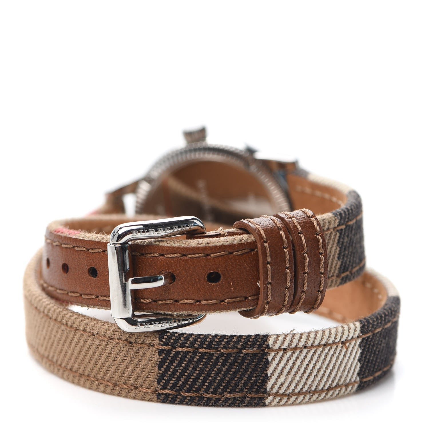  Shop Authentic Burberry Utilitarian White Dial Multicolor Leather Strap Watch for Women - BU7849 - Luxxuri