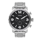  Shop Authentic Fossil Nate Chronograph Black Dial Silver Steel Strap Watch for Men - JR1353 - Luxxuri