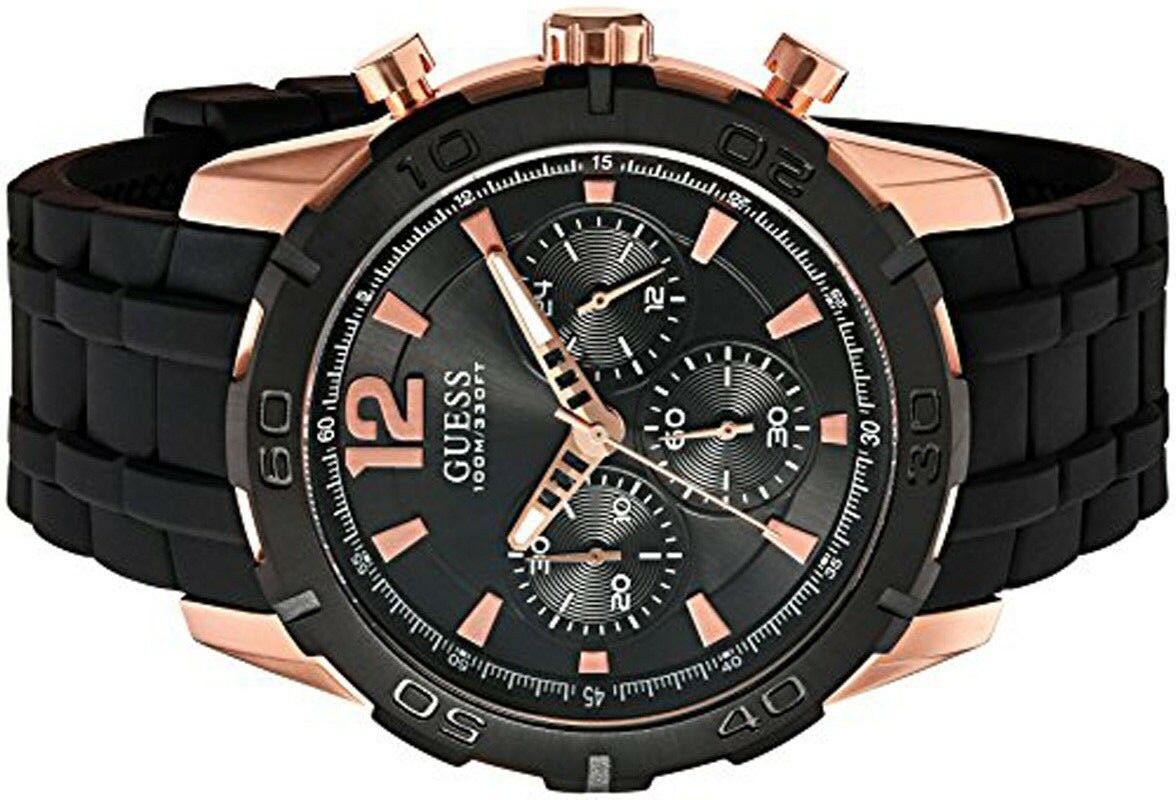  Shop Authentic Guess Caliber Chronograph Black Dial Black Rubber Strap Watch for Men  - W0864G2 - Luxxuri