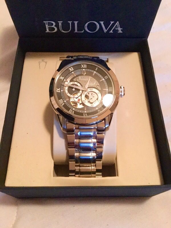  Shop Authentic Bulova BVA Dual Aperture Black Dial Silver Steel Strap Watch for Men - 96A119 - Luxxuri