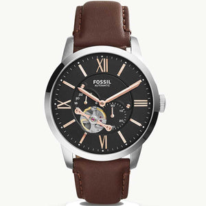  Shop Authentic Fossil Townsman Automatic Black Dial Brown Leather Strap Watch for Men - ME3061 - Luxxuri