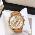  Shop Authentic Michael Kors Lexington Chronograph Gold Dial Brown Leather Strap Watch For Men - MK8447 - Luxxuri