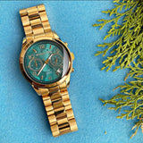  Shop Authentic Michael Kors Runway Hunger Stop100 Series Blue Dial Gold Steel Strap Watch for Women - MK5815 - Luxxuri