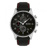  Shop Authentic Hugo Boss Navigator Black Dial Black Leather Strap Watch for Men - 1513535 - Luxxuri