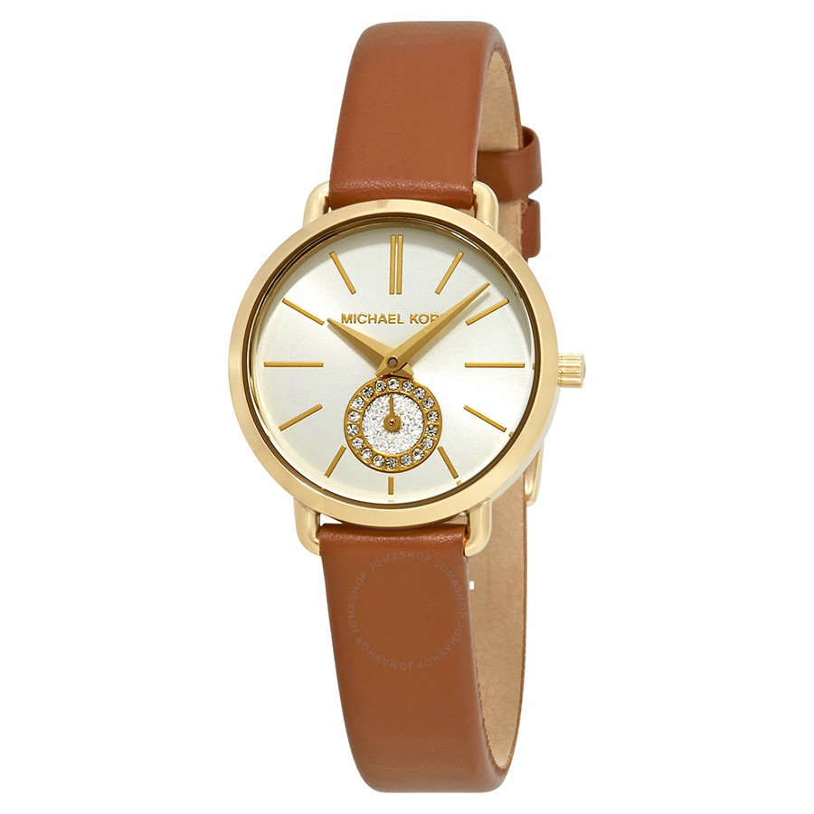  Shop Authentic Michael Kors Portia Quartz White Dial Brown Leather Strap Watch For Women - MK2734 - Luxxuri