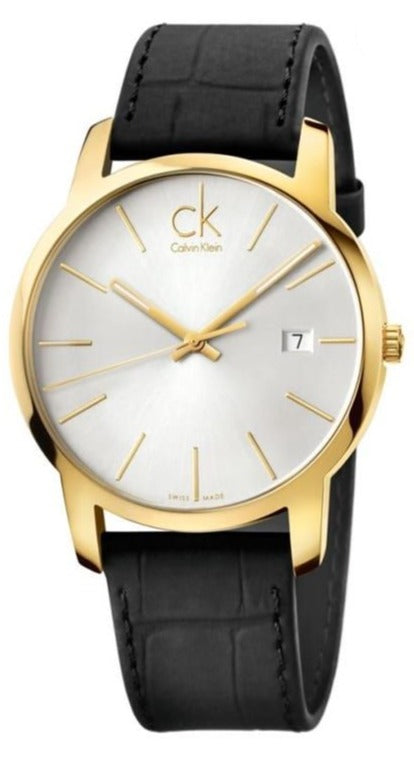  Shop Authentic Calvin Klein City Mother of Pearl White Dial Black Leather Strap Watch for Men - K2G2G5C6 - Luxxuri