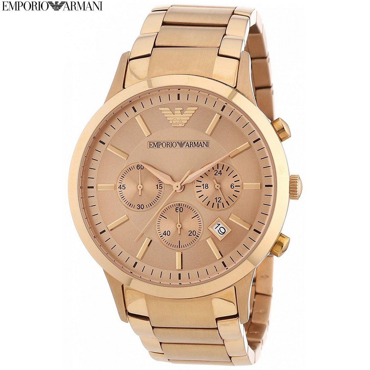  Shop Authentic Emporio Armani Classic Rose Gold Chronograph Steel Strap Watch For Men - AR2452 - Luxxuri