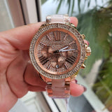 Shop Authentic Michael Kors Wren Crystals Rose Gold Dial Rose Gold Steel Strap Watch for Women - MK6096 - Luxxuri