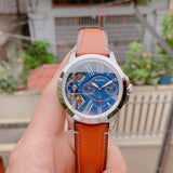  Shop Authentic Fossil Grant Twist Multifunction Blue Dial Brown Leather Strap Watch for Men - ME1161 - Luxxuri