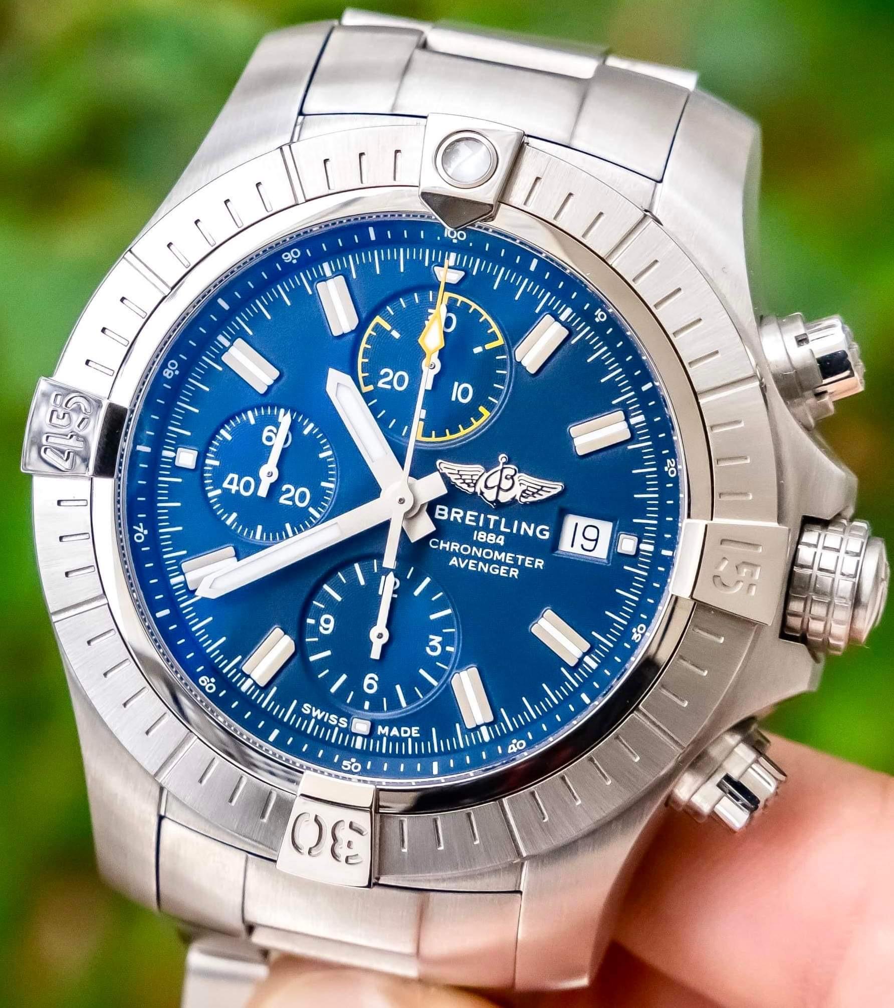  Shop Authentic Breitling Avenger Chronograph 45mm Blue Dial Silver Steel Strap Watch for Men - A13317101C1A1 - Luxxuri