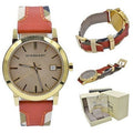  Shop Authentic Burberry The City Gold Dial Orange Leather Strap Watch for Women - BU9016 - Luxxuri