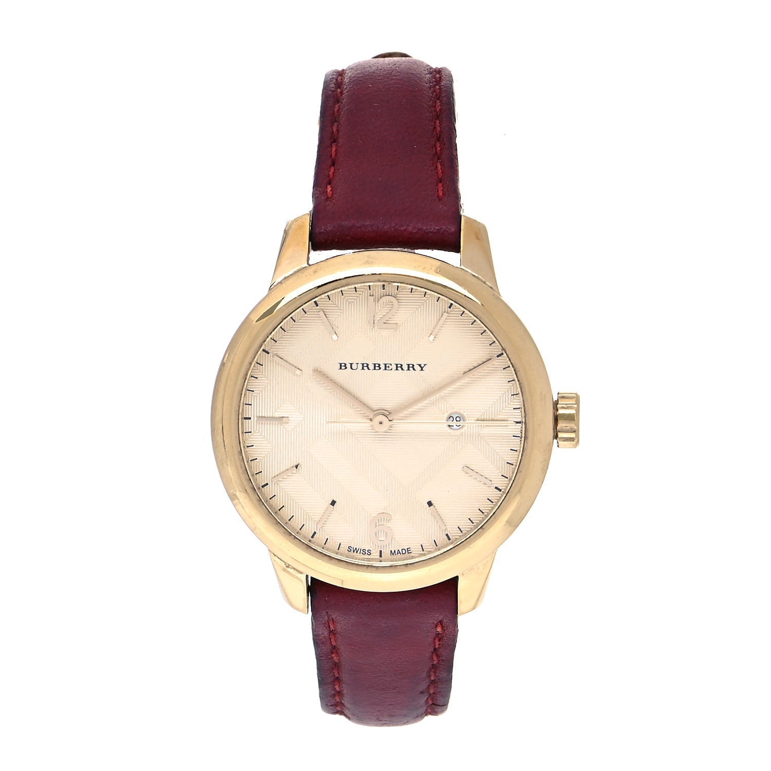  Shop Authentic Burberry The Classic Gold Dial Red Leather Strap Watch for Women - BU10102 - Luxxuri