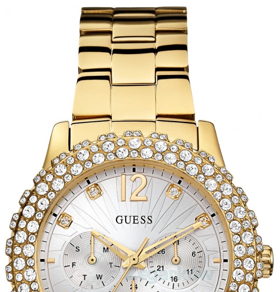  Shop Authentic Guess Dazzler Diamonds Silver Dial Gold Steel Strap Watch for Women - W0335L2 - Luxxuri