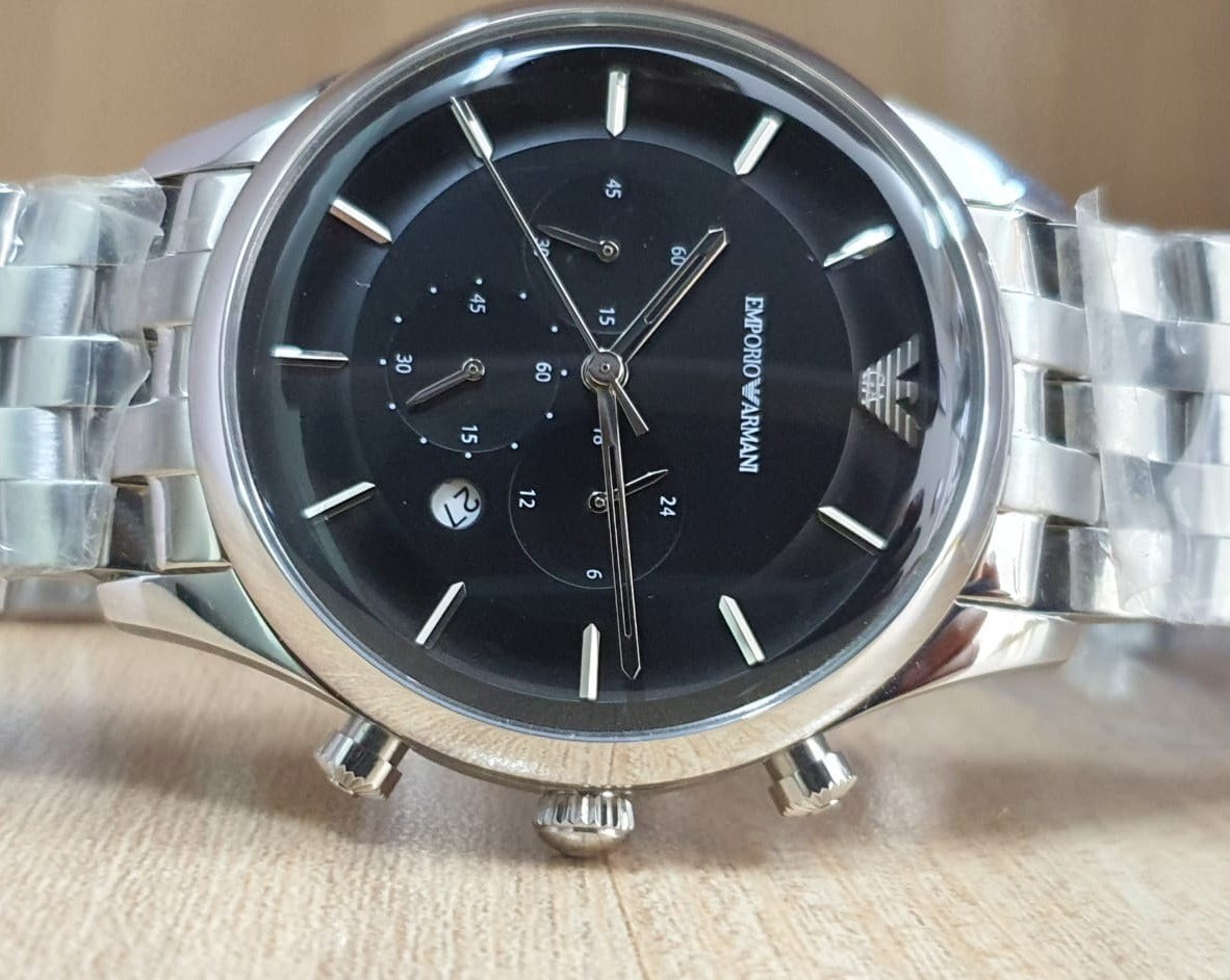  Shop Authentic Emporio Armani Chronograph Black Dial Silver Steel Strap Watch For Men - AR11017 - Luxxuri