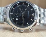  Shop Authentic Emporio Armani Chronograph Black Dial Silver Steel Strap Watch For Men - AR11017 - Luxxuri