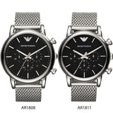  Shop Authentic Emporio Armani Classic Chronograph Black Dial Silver Mesh Bracelet Watch For Men - AR1808 - Luxxuri
