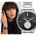  Shop Authentic Michael Kors Portia Black Dial Silver Steel Strap Watch for Women - MK3638 - Luxxuri