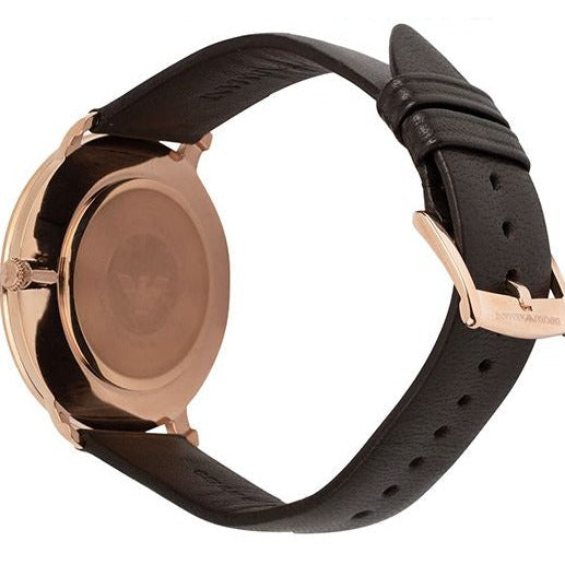  Shop Authentic Emporio Armani Modern Slim Analog Silver Dial Brown Leather Strap Watch For Men - AR11163 - Luxxuri