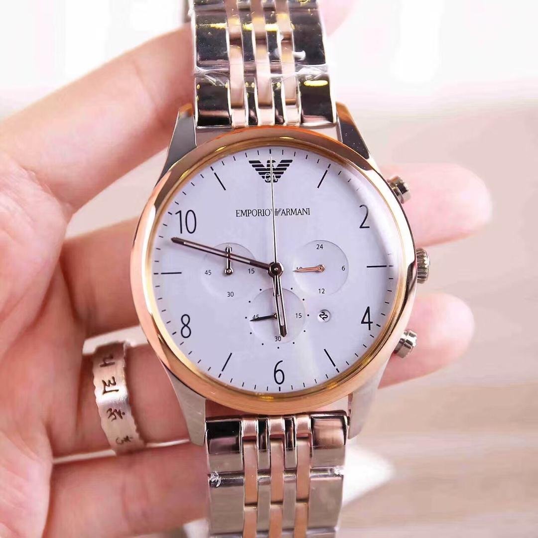 Emporio Armani Beta Chronograph Grey Dial Two Tone Steel Strap Watch For Men - AR1864