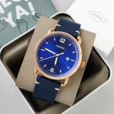  Shop Authentic Fossil The Commuter Blue Dial Blue Leather Strap Watch for Men - FS5274 - Luxxuri