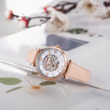  Shop Authentic Emporio Armani Meccanico Silver Skeleton Dial Beige Leather Strap Watch For Women - AR60001 - Luxxuri