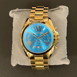  Shop Authentic Michael Kors Bradshaw Chronograph Blue Dial Gold Steel Strap Watch For Women - MK5975 - Luxxuri