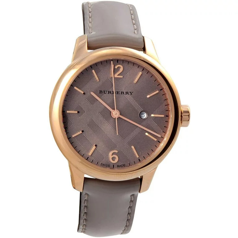  Shop Authentic Burberry The Classic Quartz Grey Dial Grey Leather Strap Watch For Women - BU10119 - Luxxuri
