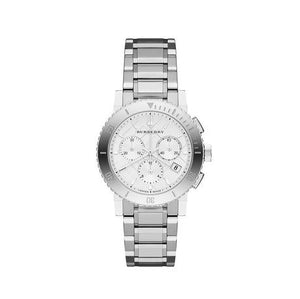  Shop Authentic Burberry City Chronograph White Dial Silver Steel Strap Watch For Women - BU9700 - Luxxuri
