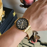  Shop Authentic Fossil FB-01 Chronograph Black Dial Gold Steel Strap Watch for Men - FS5836 - Luxxuri