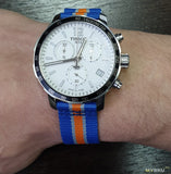  Shop Authentic Tissot Quickster Chronograph NBA New York Kicks White Dial Multicolored Nato Strap Watch For Men - T095.417.17.037.06 - Luxxuri