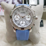  Shop Authentic Guess Confetti Crystal Silver Dial Blue Rubber Strap Watch For Women - W1098L3 - Luxxuri