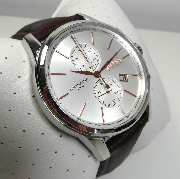  Shop Authentic Hugo Boss Jet White Dial Brown Leather Strap Watch for Men - 1513280 - Luxxuri