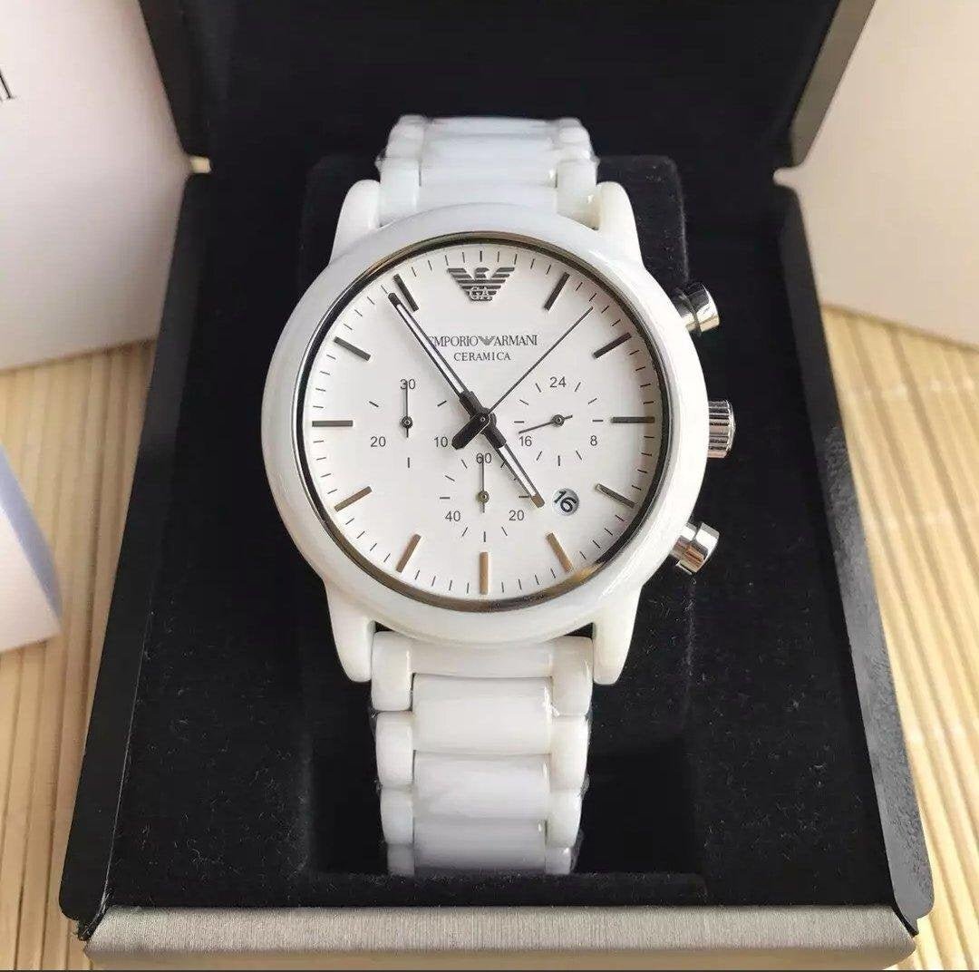  Shop Authentic Emporio Armani Luigi Chronograph Ceramic White Dial White Ceramic Strap Watch For Men - AR1499 - Luxxuri