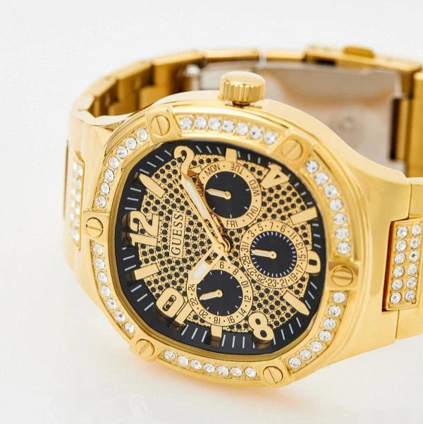  Shop Authentic Guess Duke Glitz Crystals Gold Dial Gold Steel Strap Watch For Men - GW0576G2 - Luxxuri