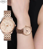  Shop Authentic Fossil Tailor Rose Gold Dial Rose Gold Stainless Steel Strap Watch for Women - ES3713 - Luxxuri