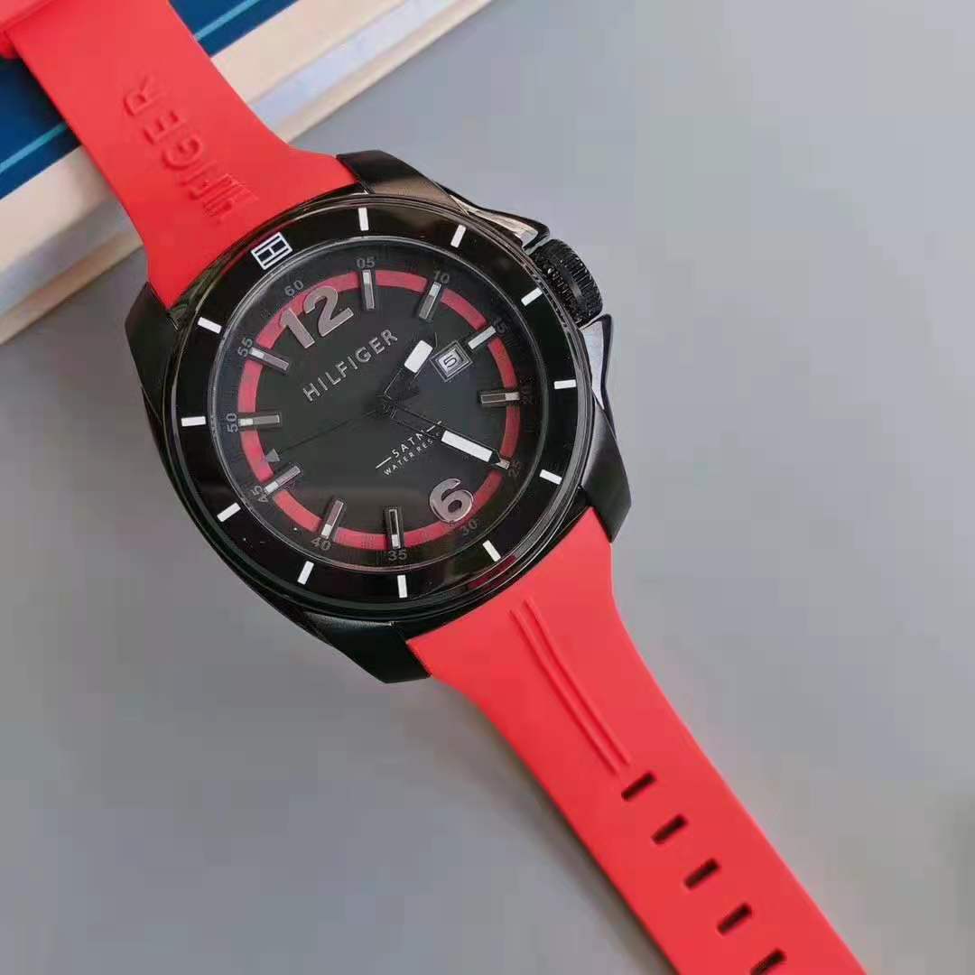  Shop Authentic Tommy Hilfiger Windsurf Black Dial Red Rubber Strap Watch for Men - 1791112 - Luxxuri
