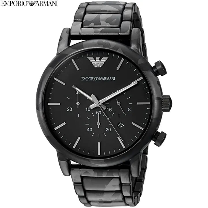  Shop Authentic Emporio Armani Luigi Chronograph Black Dial Black Steep Strap Watch For Men - AR11045 - Luxxuri