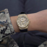  Shop Authentic Guess Princess Crystals Gold Dial Black Silicone Strap Watch For Women - GW0439L2 - Luxxuri