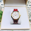  Shop Authentic Versace Audrey Quartz Silver Dial Red Leather Strap Watch for Women - VELR00219 - Luxxuri