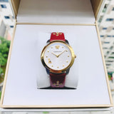  Shop Authentic Versace Audrey Quartz Silver Dial Red Leather Strap Watch for Women - VELR00219 - Luxxuri