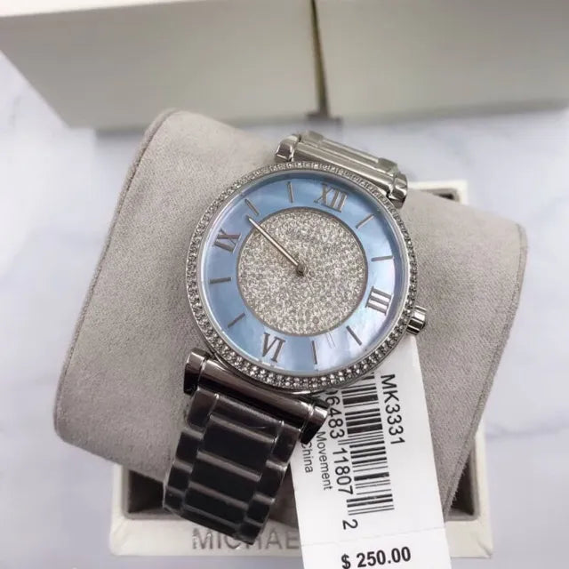  Shop Authentic Michael Kors Caitlin Crystal Dial Silver Steel Strap Watch for Women - MK3331 - Luxxuri