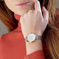 Emporio Armani Gianni T Bar White Dial Two Tone Steel Strap Watch For Women - AR1926