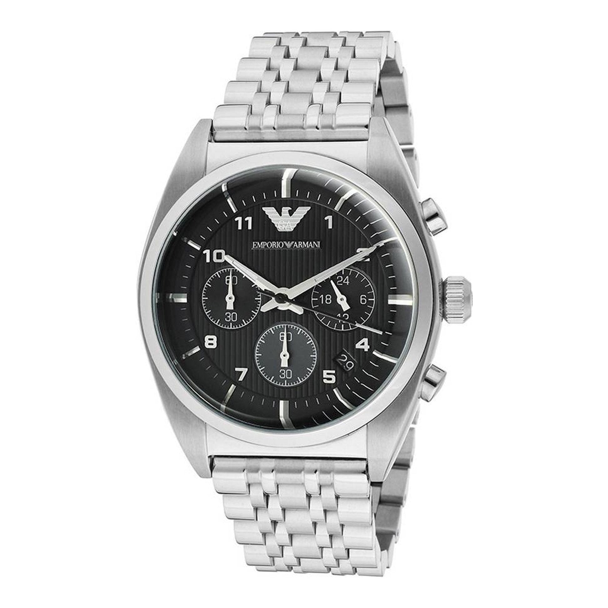  Shop Authentic Emporio Armani Franco Black Dial Silver Steel Strap Watch For Men - AR0373 - Luxxuri